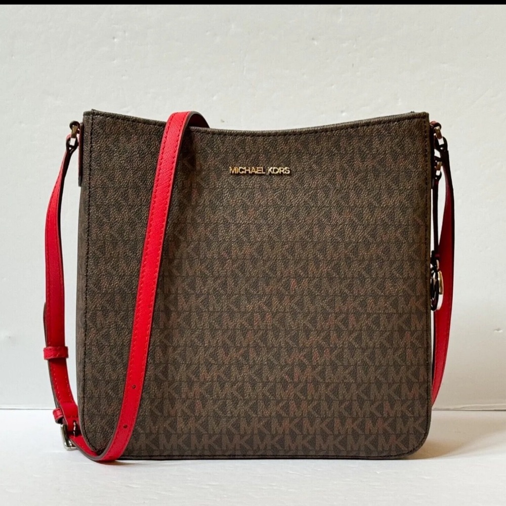 NWT Michael Kors Jet Set Travel Large Messenger crossbody Brown Bag - Picture 8 of 8
